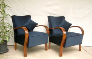 Pair of Art Deco velvet armchairs.