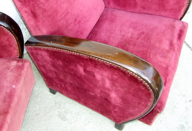 Art Deco Leather Armchairs, Club Chairs.