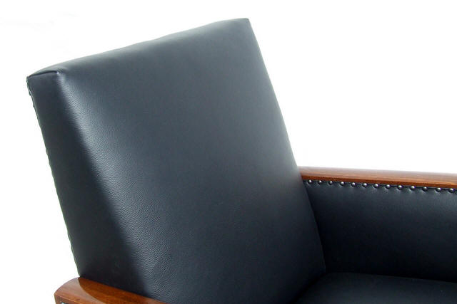 Black leather Art Deco armchair.