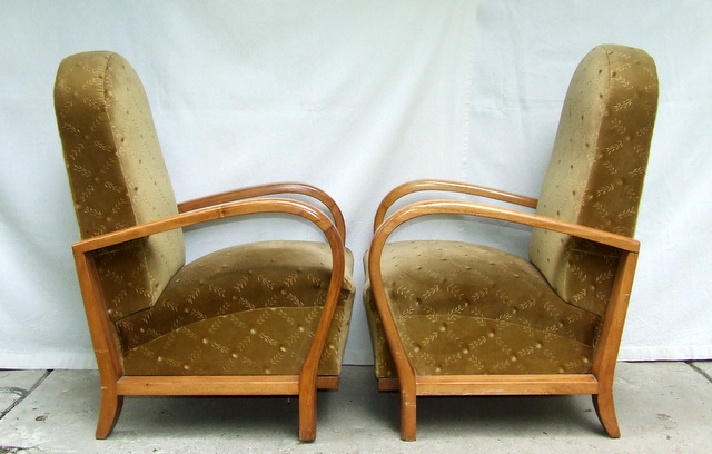 Walnut armchairs.
