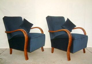 Art Deco Royal Blue Armchairs.