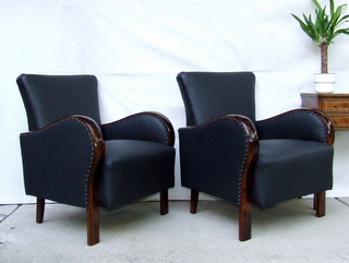 Pair of Art Deco leather armchairs.