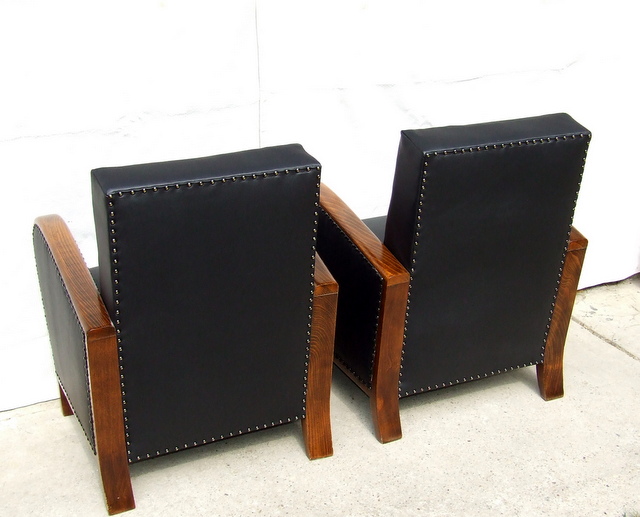 Leather armchairs.