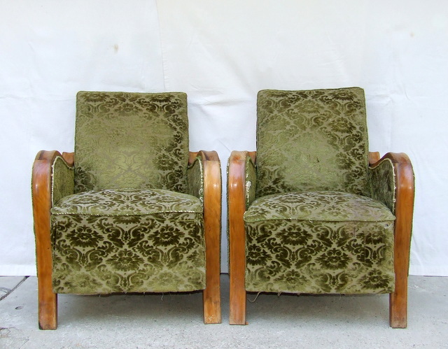 Art Deco club chairs in original condition.